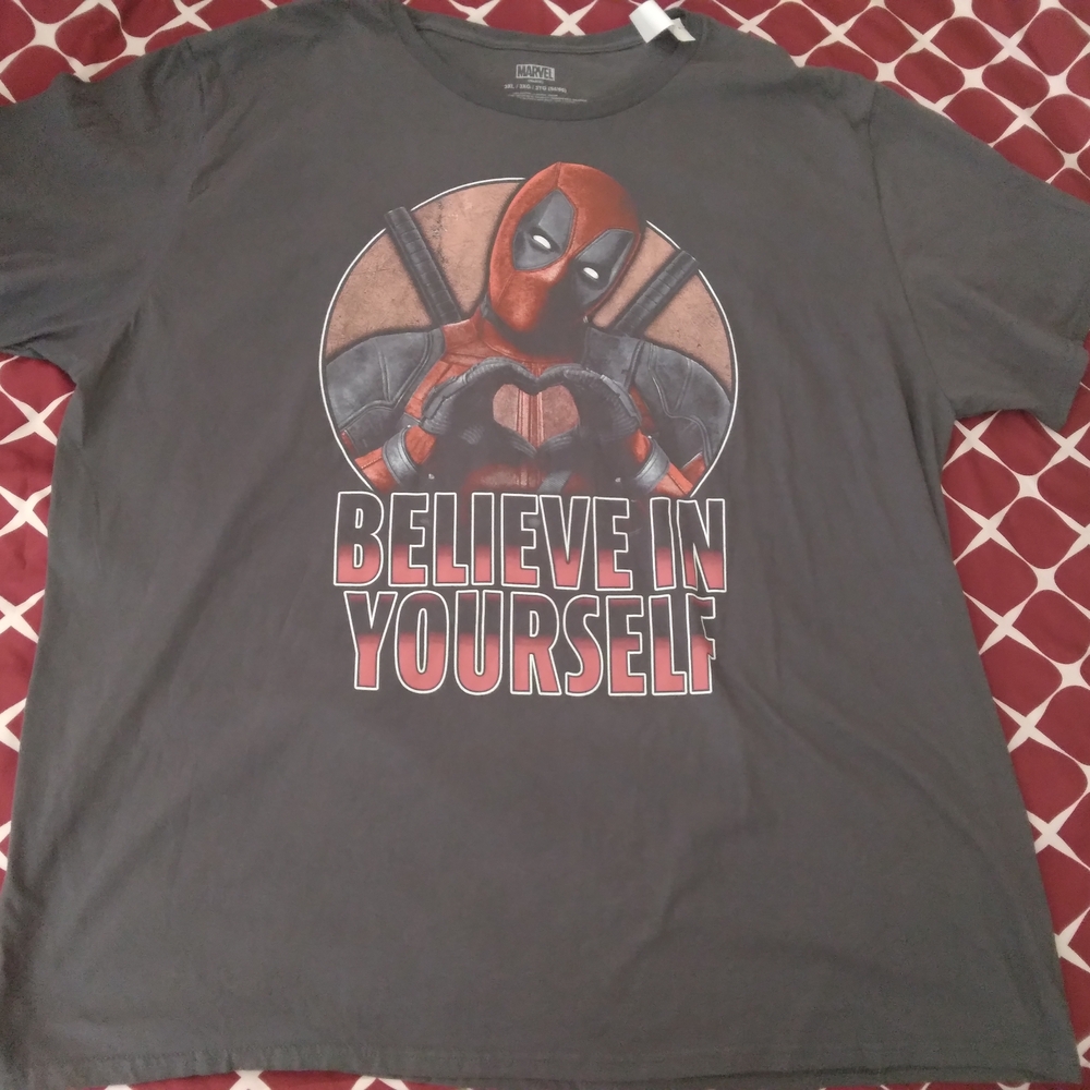 Deadpool Believe In Yourself Men Gray T-shirt Size 3XL